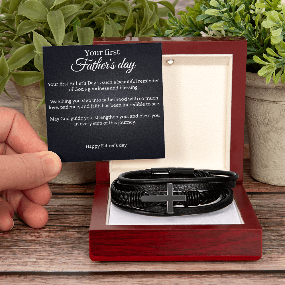 Cross Leather Bracelet - First Father's day