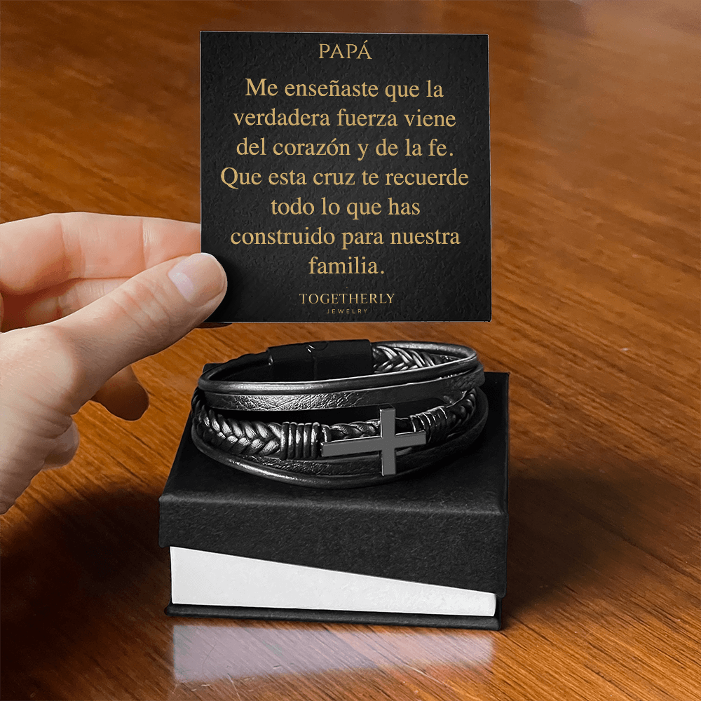 Pulsera de Cuero Cruzada - Papá