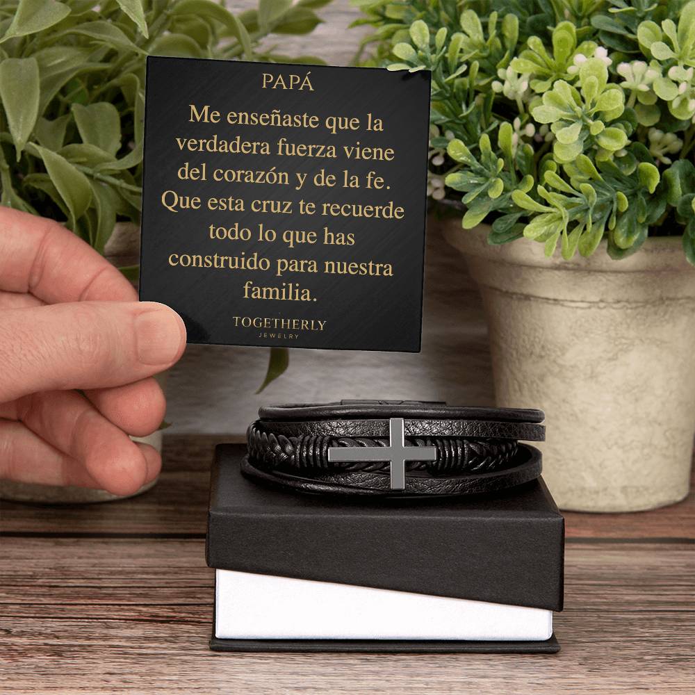 Pulsera de Cuero Cruzada - Papá