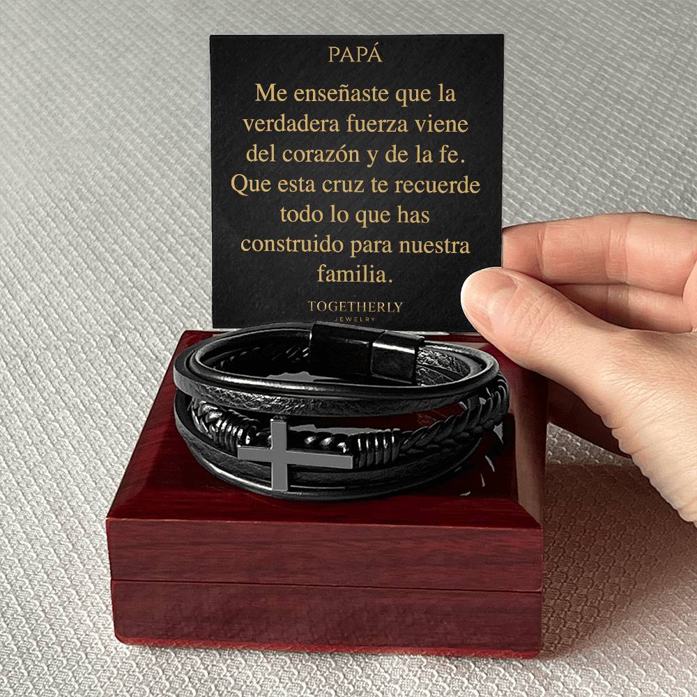 Pulsera de Cuero Cruzada - Papá