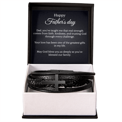 Cross Leather Bracelet - Happy Father's day