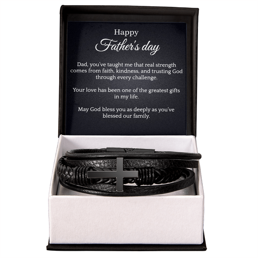 Cross Leather Bracelet - Happy Father's day