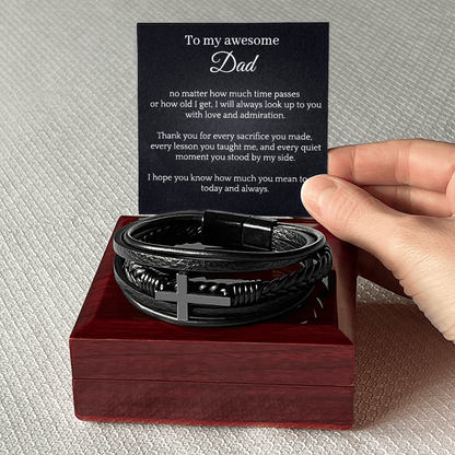 Cross Leather Bracelet - My awesome Dad