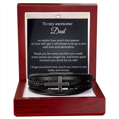 Cross Leather Bracelet - My awesome Dad