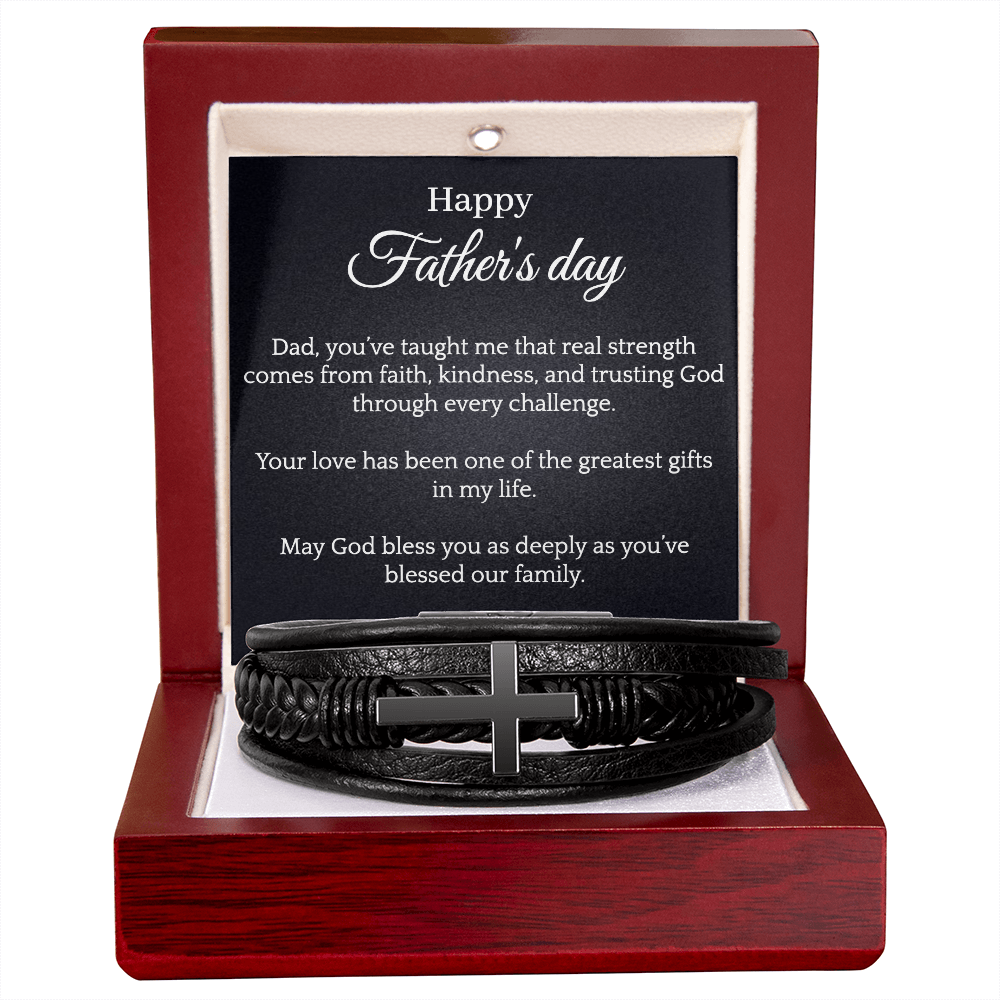Cross Leather Bracelet - Happy Father's day